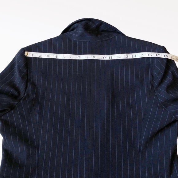 NORMA Kamali Blazer Indigo Navy Pinstripe Fitted Career Single Button 18 - Picture 10 of 11
